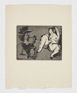 Hombre con pipa y bastón y joven desnuda, 1968, Pablo Picasso