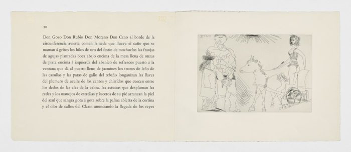 Escenca de circo con una amazona montada en un carro conducido por un burro, 1966, Pablo Picasso