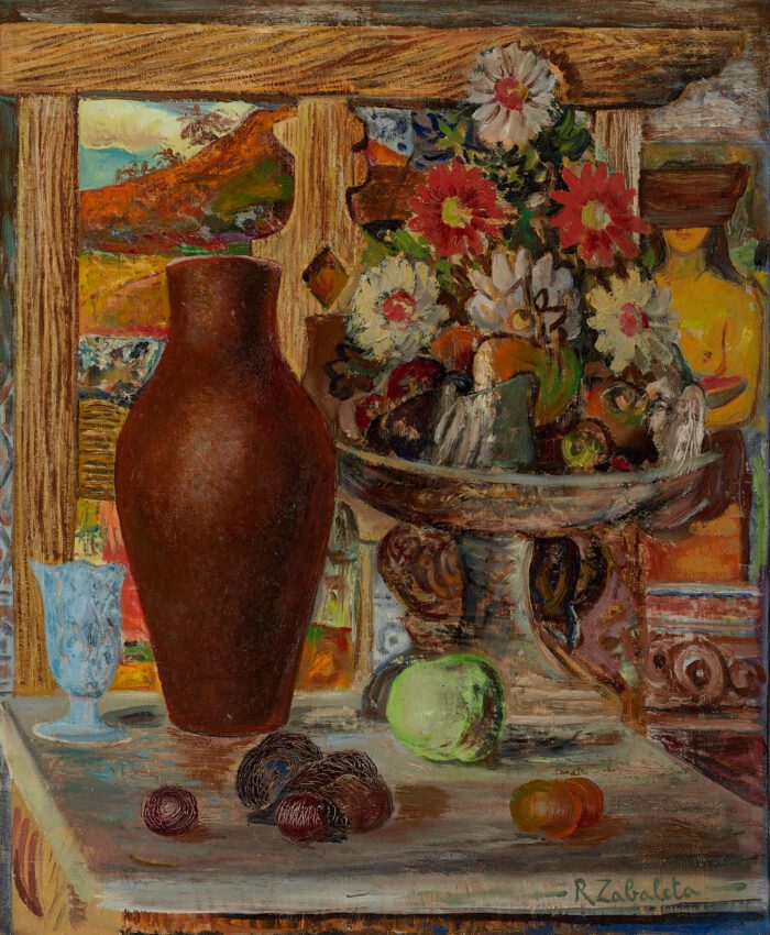 Bodegón con cerámicas y flores, 1947, Rafael Zabaleta